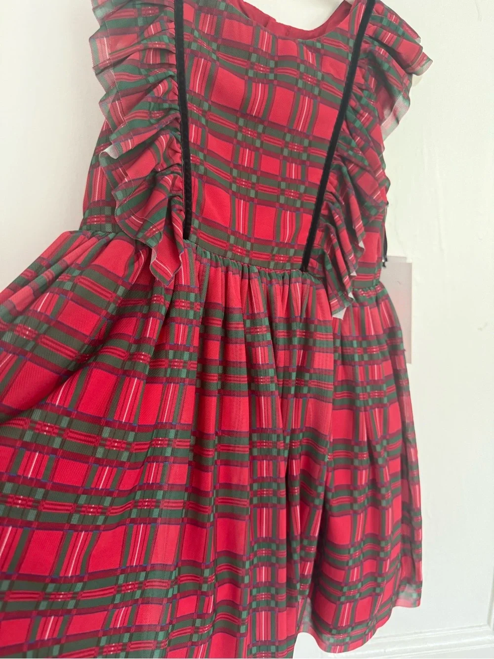 Pippa & Julie Red and Green Plaid Ruffle Holiday Dress